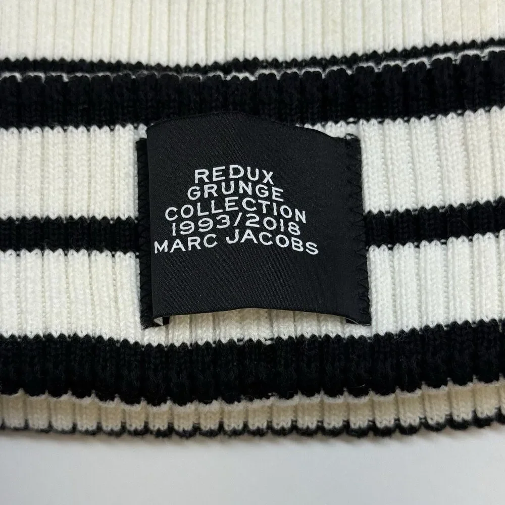 Marc Jacobs Redux Grunge Collection 1993/2018 Black & White Strip Beanie Hat